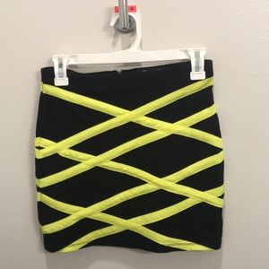 Neon and black mini skirt